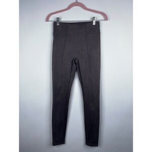 Spanx Faux Suede Chocolate Brown Leggings High Rise Neutral Stretchy Size XS